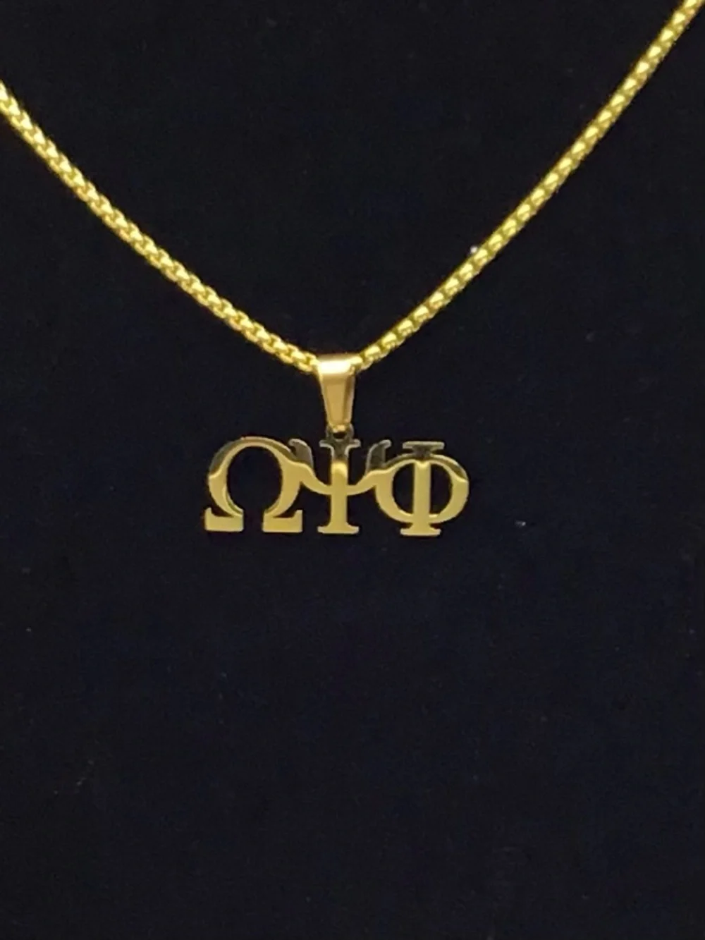 Omega Psi Phi 18k gold plated Pendant Necklace